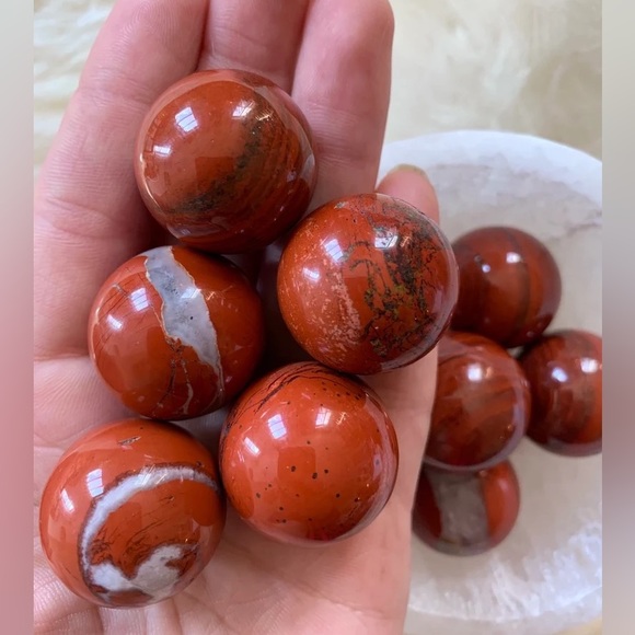 One Red Jasper Mini Sphere Pocket Crystal for Traveler Healing Crystals Decor - Picture 2 of 7